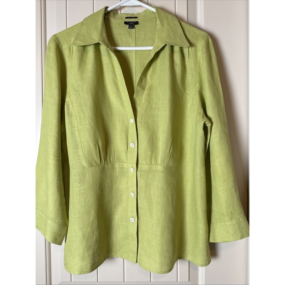 Talbots Tops - Talbots Womens Top 12 Lime Green 100% Irish Linen Button Up Office Preppy (read)